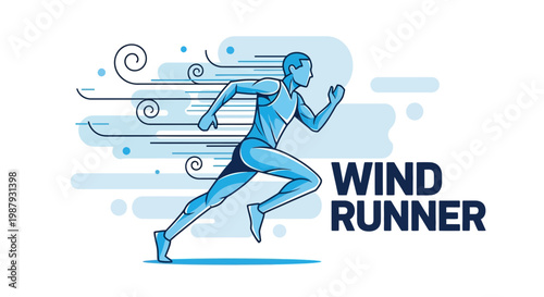 Dynamic Athlete Representing Speed and Motion in a Minimalist Illustrated Concept