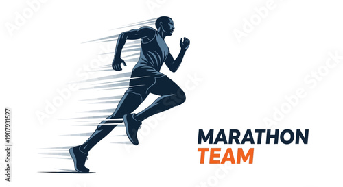 Dynamic Athlete Sprinting Forward for Marathon Team Competition Visual Representation