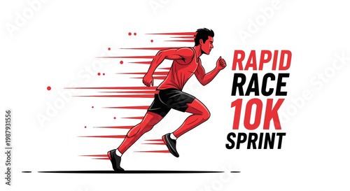 Dynamic Athlete Sprinting In Rapid Race Depiction Illustrating Endurance and Speed Competition