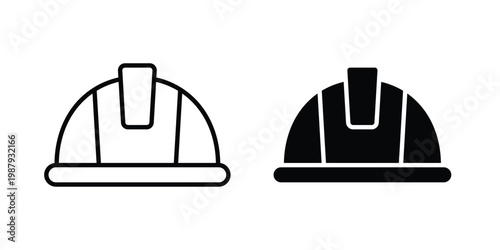 Safety helmet icon editable designs collection. black and white icons