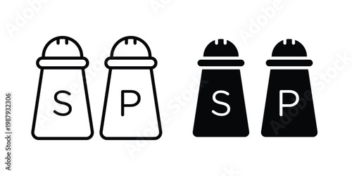Salt and pepper icon editable designs collection. black and white icons
