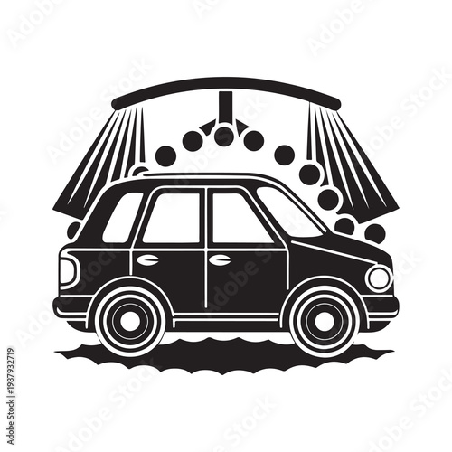 Car being washed with high pressure jets of water  car wash  automotive cleaning process