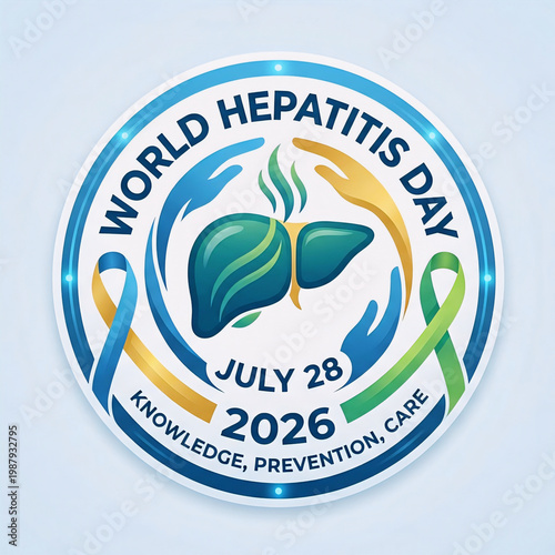 World Hepatitis Day 2026 Awareness Logo with Liver Illustration and Supportive Hands