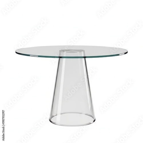 Modern glass table with a unique conical base design for contemporary interiors