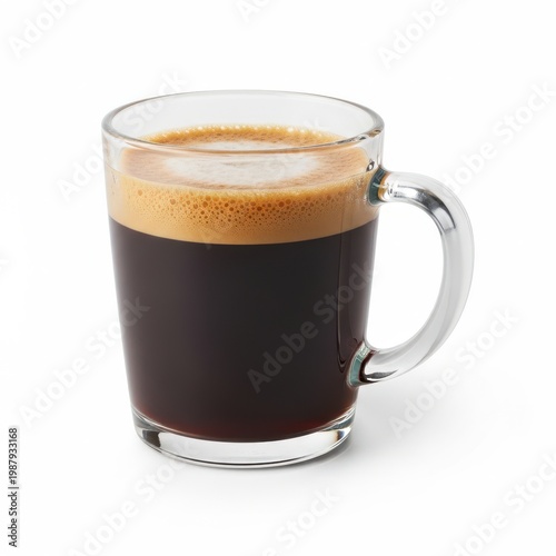 A frothy mug of freshly brewed coffee with a rich, dark brown color.