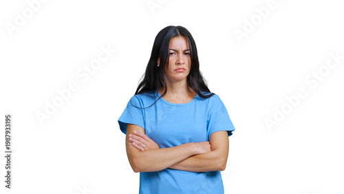 Cuadro en lienzo Frustrated young woman crossing arms looking annoyed