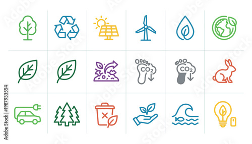 Eco friendly icons for sustainable living.
