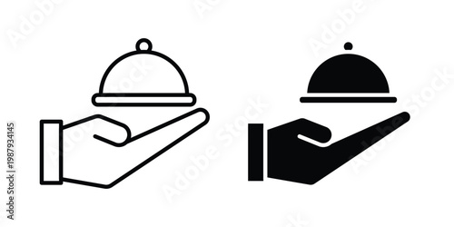 Serving food icon editable designs collection. black and white icons