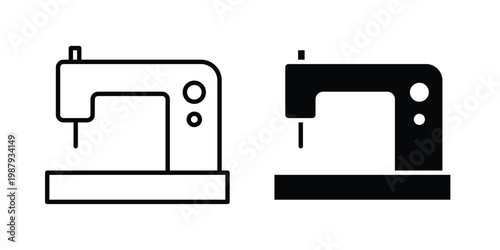 sewing machine icon editable designs collection. black and white icons