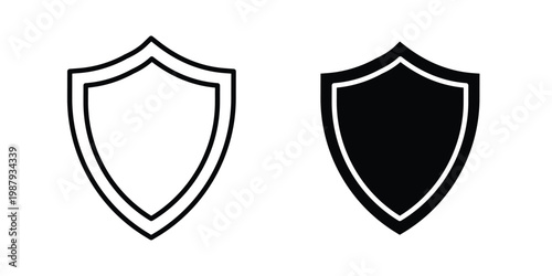 Shield icon editable designs collection. black and white icons