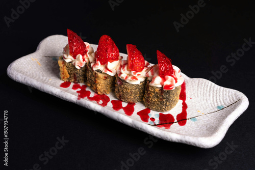 chocolate cake with strawberries