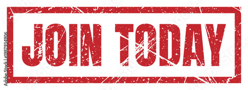 Foto Join today grunge red rubber stamp icon isolated on white background, design for urgent membership and registration