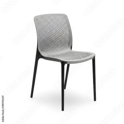 Modern black and gray woven plastic chair with sleek design and sturdy legs