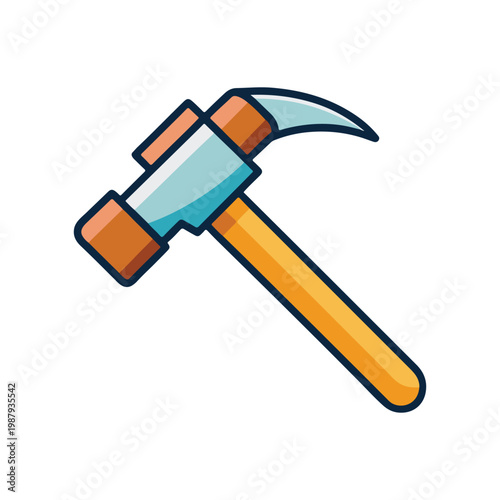 Cartoon pickaxe with wooden handle and metal head  tool for mining and digging  colorful illustration