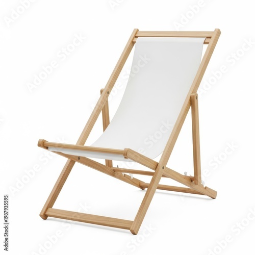 A wooden deck chair with a white cushion, perfect for relaxing outdoors