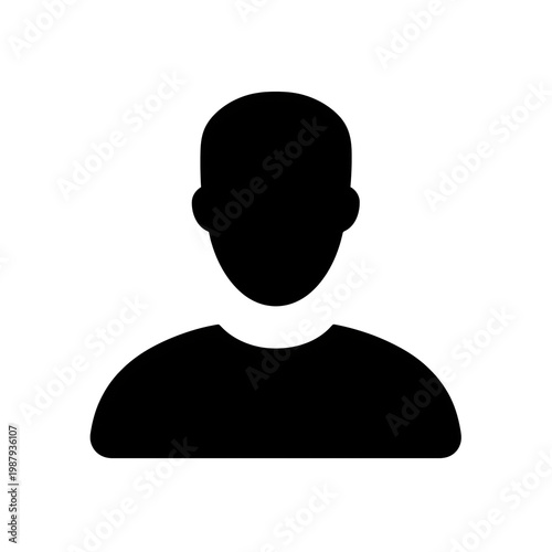 Black user profile silhouette icon minimal avatar symbol isolated on transparent background
