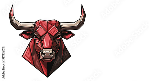 Red Bull Head Illustration Closeup.