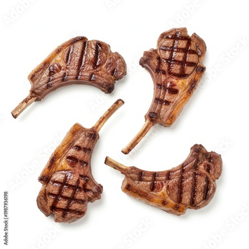Grilled lamb chops with distinct grill marks and bone-in presentation
