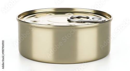 gold canned food with pull tab lid on white background
