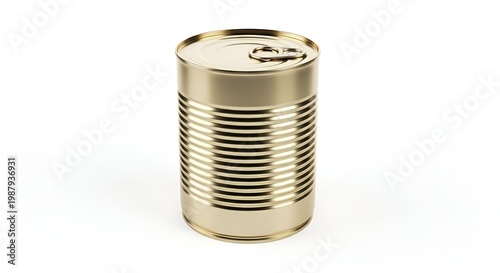 closed tin can on white background