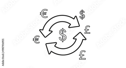 Currency Exchange Symbols with Circular Arrows.