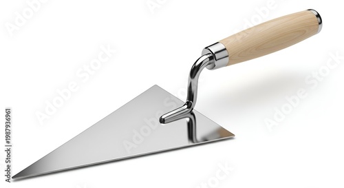 Stainless steel plastering trowel with wooden handle for construction and home improvement projects