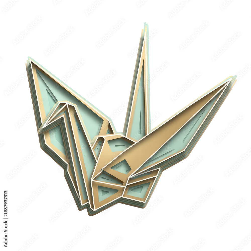 Fototapeta premium Geometric layered origami crane illustration