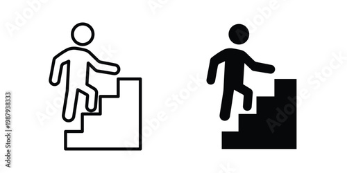 Stairs climbing icon editable designs collection. black and white icons