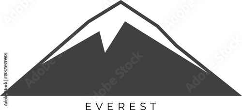 Minimal Mount Everest silhouette vector, clean geometric peak logo icon, bold alpine mountain shape