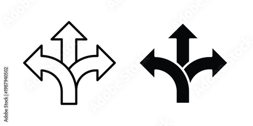 Three way icon editable designs collection. black and white icons