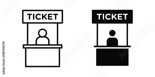 Ticket office icon editable designs collection. black and white icons