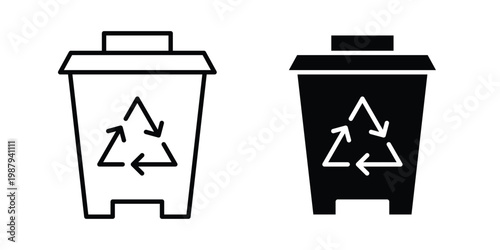 Trash compactor icon editable designs collection. black and white icons