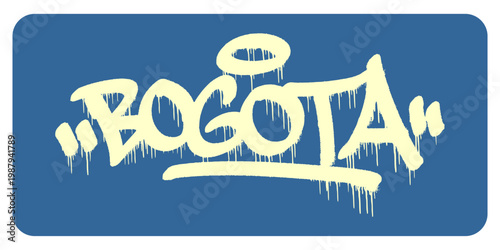 Vibrant Bogota City Graffiti Tag Design with Creative Handstyle Script and Artistic Drips Effect for Urban Fashion Branding and Graphic Typography Vector