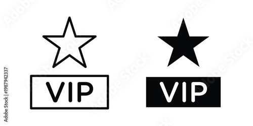VIP person icon editable designs collection. black and white icons