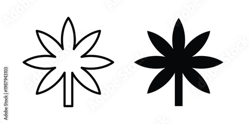 Weed icon editable designs collection. black and white icons