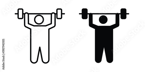 Weightlifter icon editable designs collection. black and white icons