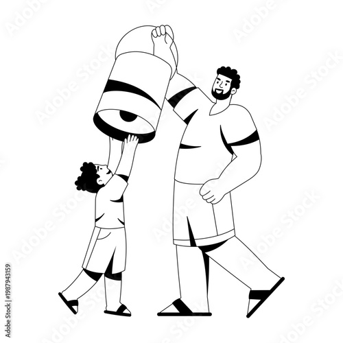 A glyph style illustration depicting a character releasing sky lantern
