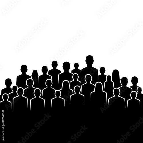 Diverse Crowd Silhouettes People Gathering Community Unity