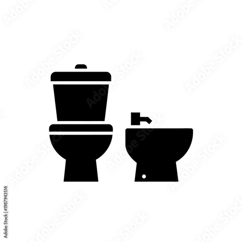 Toilet and Bidet Icon Set