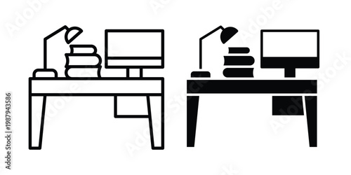 Workspace icon editable designs collection. black and white icons