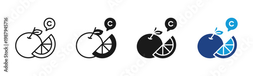 Vitamin C icon set multiple style collection