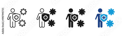 Immune Booster icon set multiple style collection