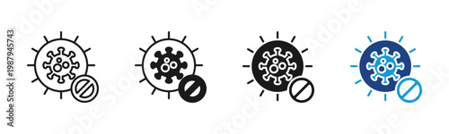 Virus Block icon set multiple style collection