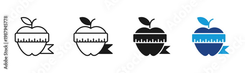 Healthy Diet icon set multiple style collection