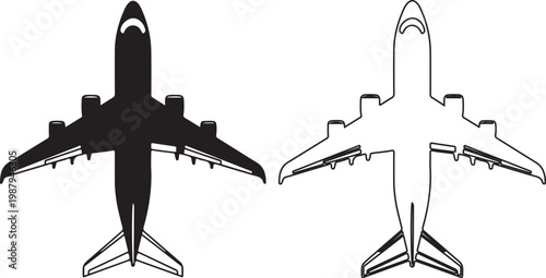 Airplane silhouettes with different fill styles for design and illustration purposes  air travel
