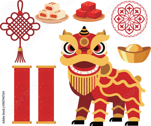 Chinese festive and joyful elements，Wishing you wealth and happiness，May success attend you