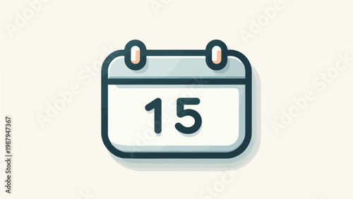 Minimalist Calendar Icon with Date 15