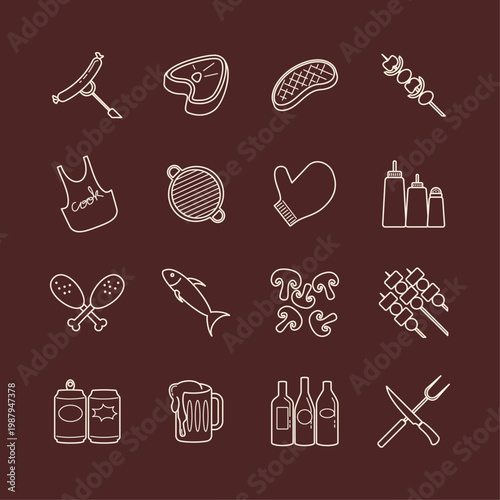 Barbecue Party artful trendy stylish design attractive vector Illustration colorful background