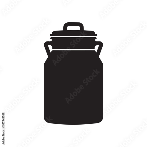 Classic milk can silhouette icon vector flat design