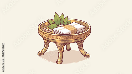 Luxury Spa Bowl with Towels and Stones